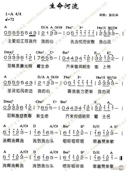 生命河流 歌谱 简谱