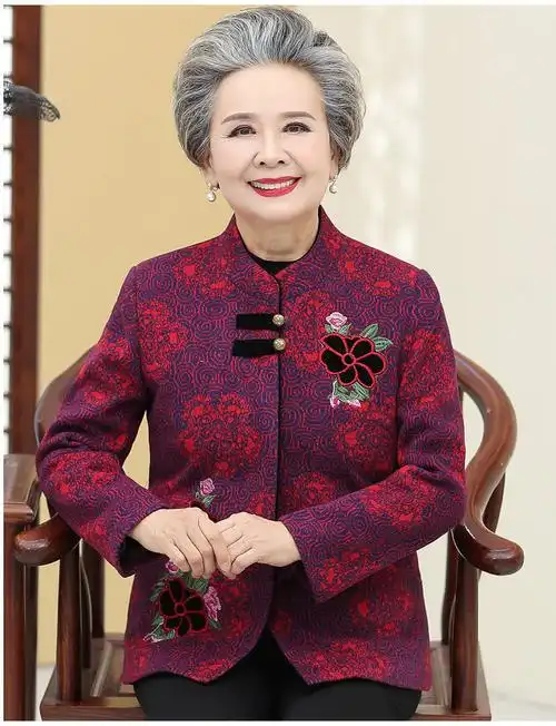 80岁老人过寿衣服中老年人女装秋装外套妈妈唐装生日70岁奶奶老太太