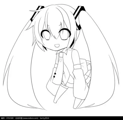 长头发女孩线描