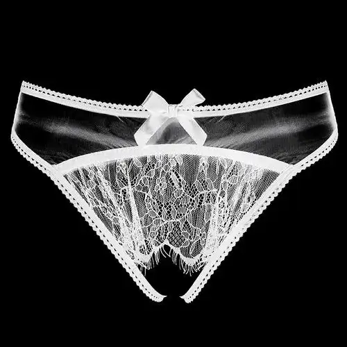bothyoung性感丁字裤女透明网纱露毛开档情趣内裤骚诱惑情趣内衣