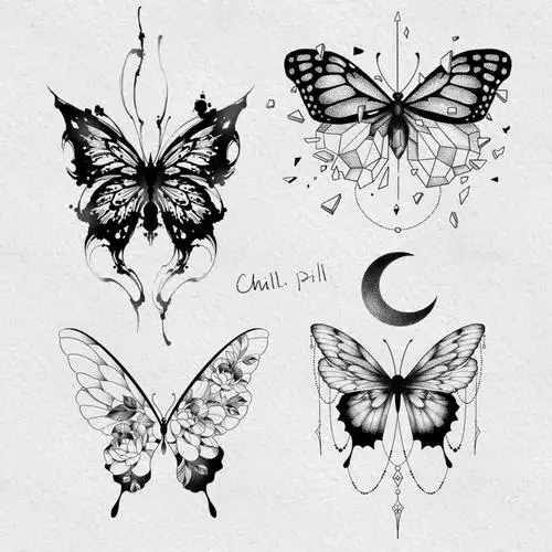 一些好看的蝴蝶手稿纹身手稿