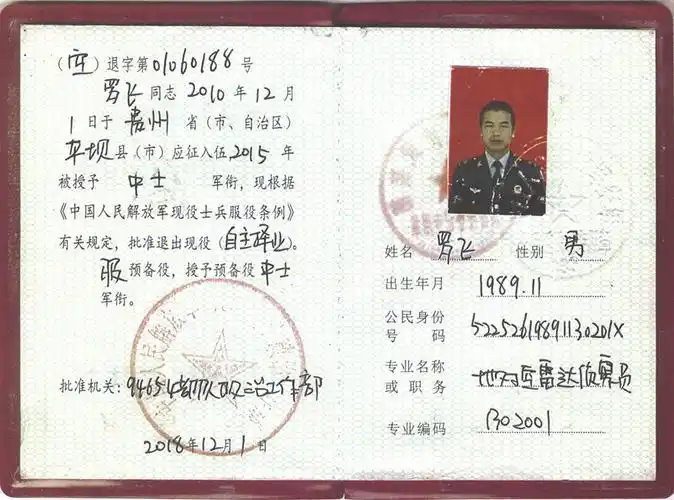 罗飞退伍证