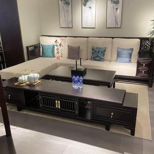 新款式实木转角沙发贵妃组合现代简约客厅会所禅意黑檀木家俱定制