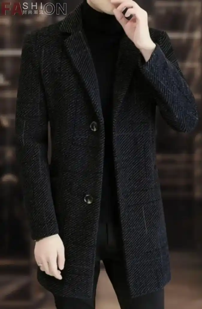 97高档男士中长款毛呢大衣,帅气十足!男