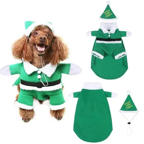 圣诞狗服装帽可爱圣诞老人宠物服装套装 圣诞套装 小中型犬猫 小狗
