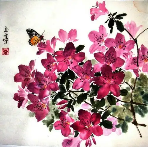 6月23日,第36期.国画  杜鹃花.