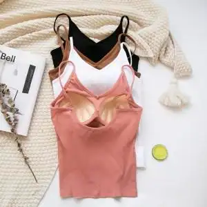 纯棉白色吊带打底小背心女内衣图片