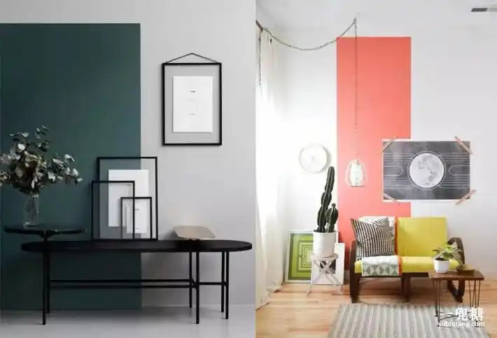 一面完美的拼色墙  二,一分为二 最简单的一种拼色方式,颜色很好搭配