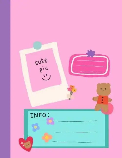 带有可爱相片小熊的粉紫色日记封面下载