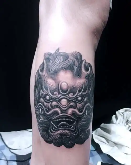 石雕唐狮纹身图片