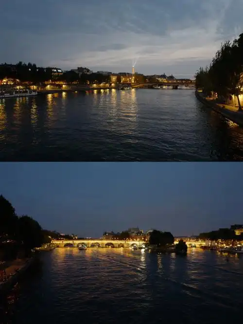 巴黎塞纳河卢浮宫的夜