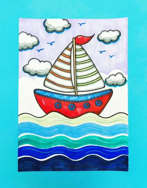 帆船简笔画 #小船 - 抖音