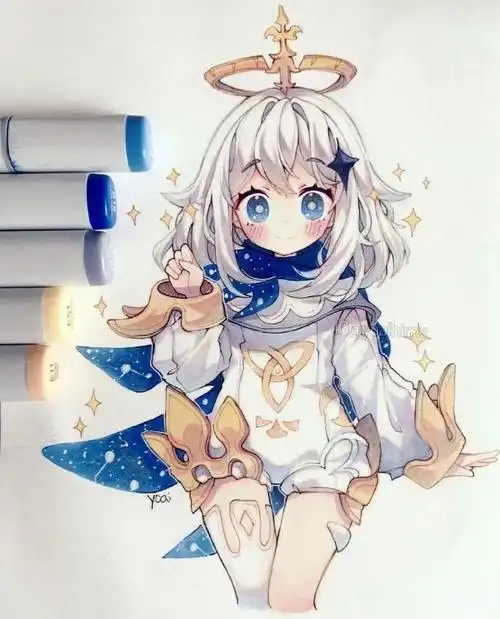 非常可爱的动漫人物马克笔手绘