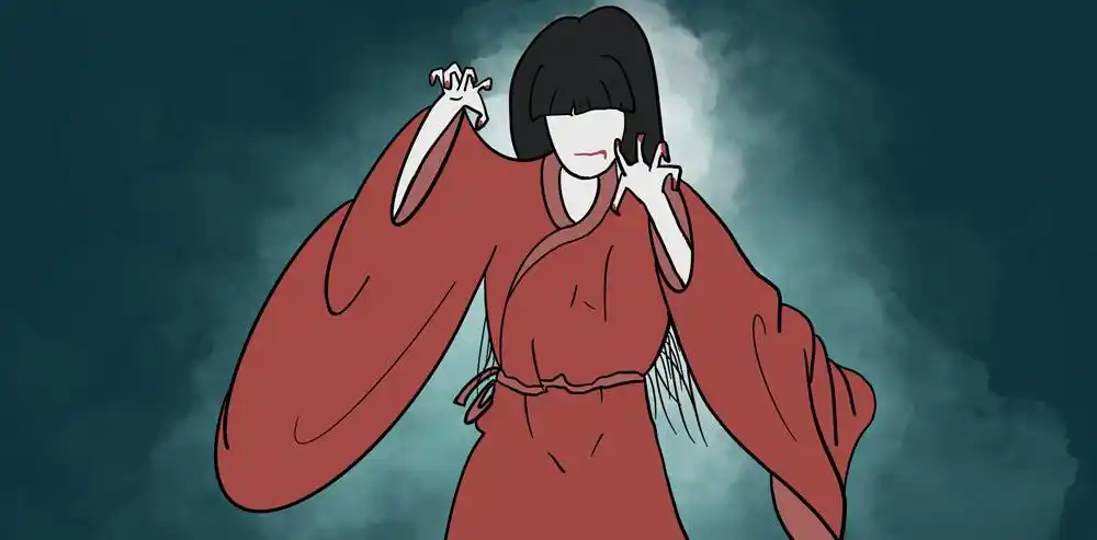 "啪",灯亮了,眼前赫然站着一个红衣女鬼……"咔",我又关了灯,但这一次