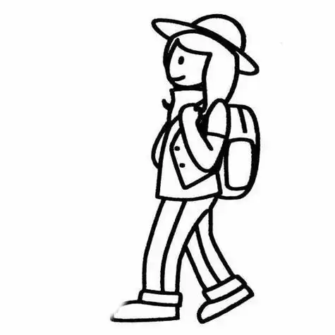 女孩侧面简笔画全身背包包