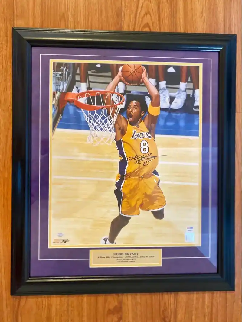 科比签名相框8号球衣全名签字2000年 nba photo  - 抖音