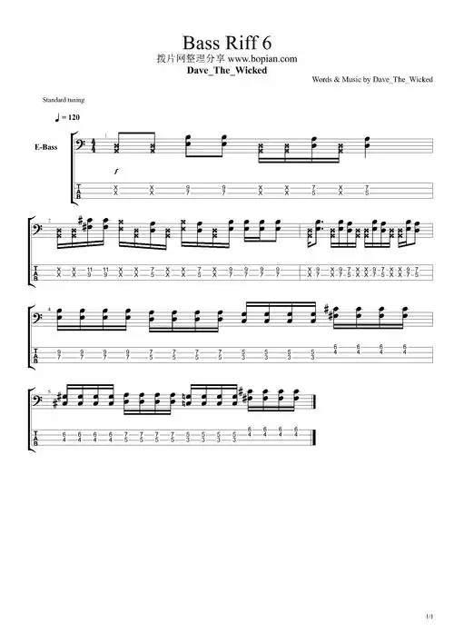 贝司谱摇滚贝司练习rockbasslicksbassriff6guitarprogpx
