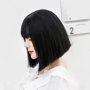 000人付款淘宝假发女短发全头套lisa同款雾霾蓝色挑染少女自然内扣