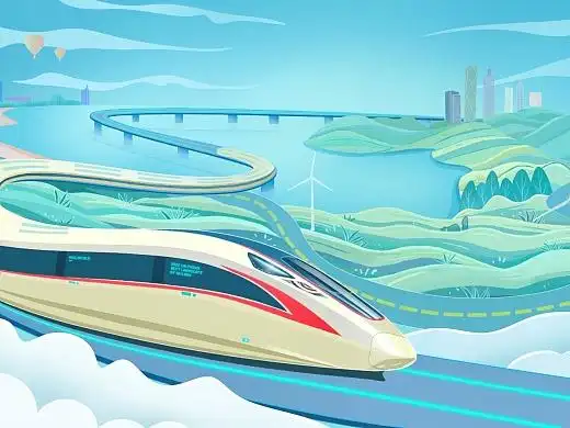 高铁扁平插画