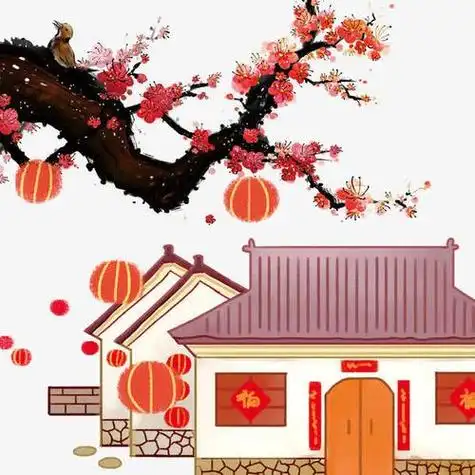 过年的房子简笔画图片(过新年房子简笔画彩色) -【爱个性】