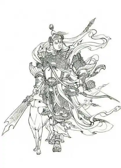 二郎神画像三只眼二郎神是三只眼,而且中间的眼睛是立着的,功能:天眼