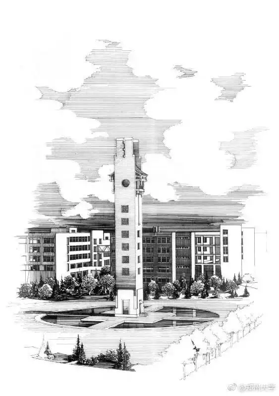 郑大建筑系同学手绘母校 一景一物美得不可方物--郑州要闻——中原网