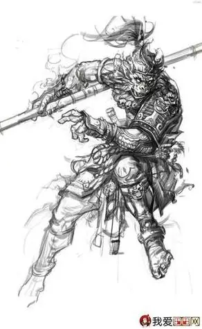 漫画素描孙悟空简笔画大图