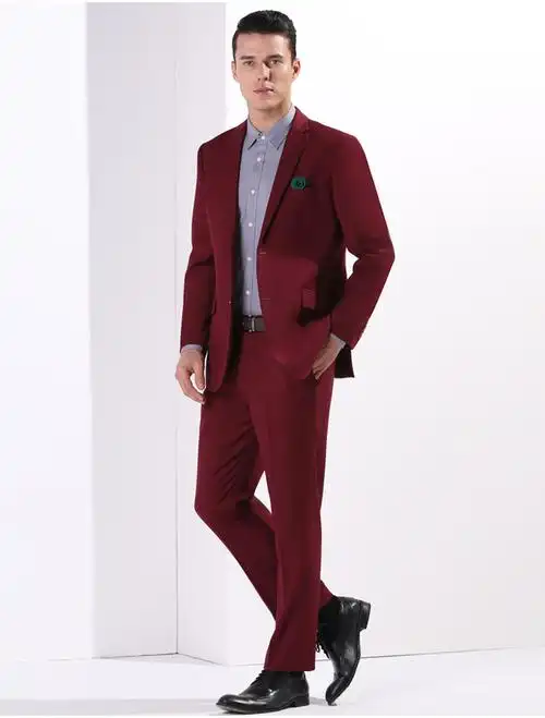 主持人 枣酒红色西装结婚婚庆宴会外贸西服套装男出口西服男影楼