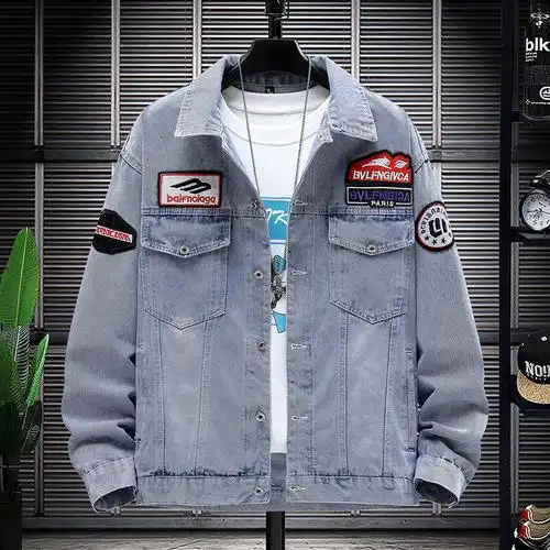 男装秋季新款时尚绣标夹克男士连帽修身外衣青年个性外套潮-阿里巴巴