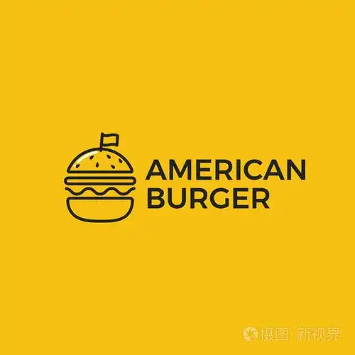 美国经典汉堡标志.标识餐馆或咖啡馆或快餐.矢量插图