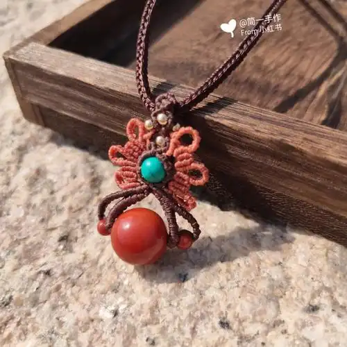 南红珠手工项链编绳