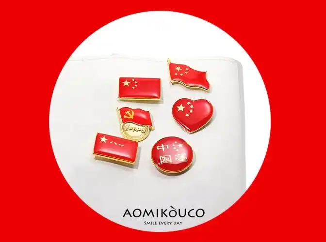 中国勋章为人民服务五星红旗胸章别针纪念胸针金属徽章 红旗飘扬【磁