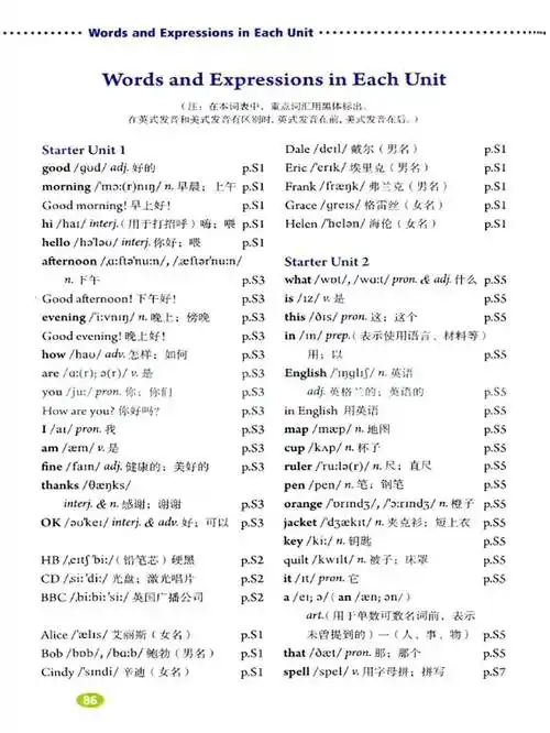 部编人教版英语七年级上册电子课本