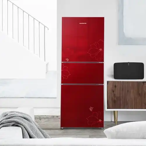 容声(ronshen) 218升 三门冰箱 急速冷冻 彩晶面板 静音节能 蝶恋花红