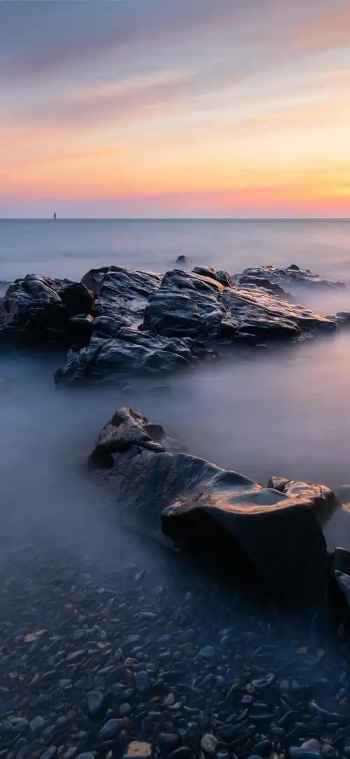 手机壁纸|海滩,礁石