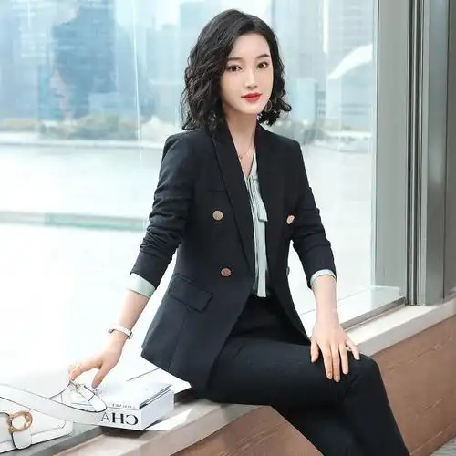 英伦风女条纹套装ol时尚韩版西服套裤面试工作服正装套裙气质显瘦