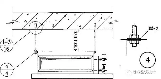风机盘管安装技术要求示意图与节点说明