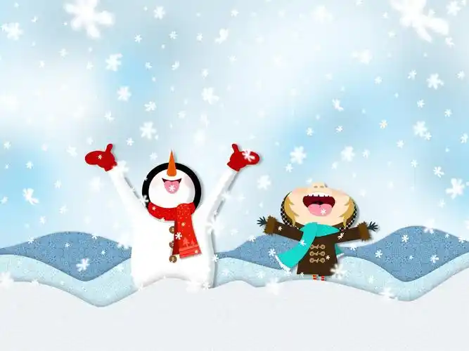 冬天卡通风景矢量背景图