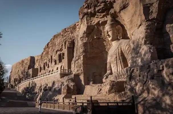 山西北魏云冈石窟老照片,摄于20世纪40年代