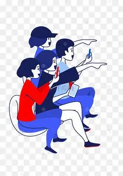 观众红蓝色系扁平化围观拍照群众