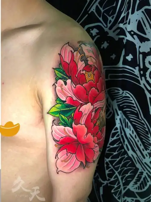 牡丹花纹身  #大臂纹身