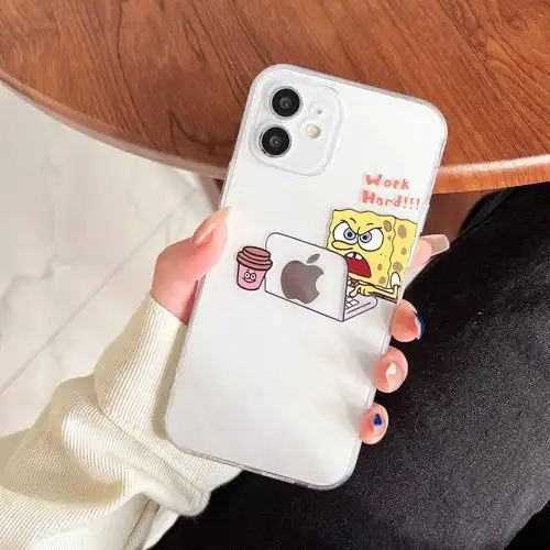 可爱情侣海绵宝宝派大星适用苹果13mini手机壳iphone12promax透明女xs