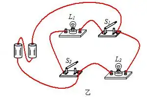(6分)根据如图甲所示的电路图,把图乙中的实物元件连接起来.