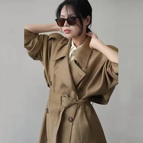 风衣长袖双排扣女外套