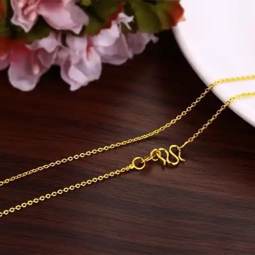 沙金锁骨细链子盒子链蛇骨水波圆珠元宝不掉色仿黄金首饰项链女