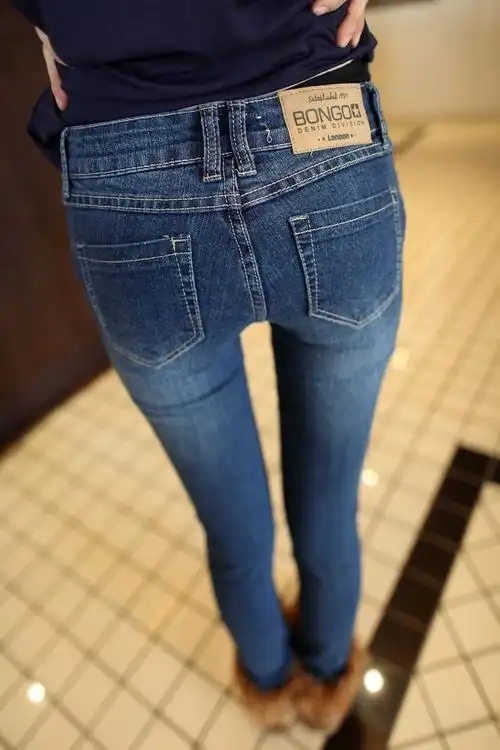 2012韩版女装牛仔裤蓝色显瘦低腰牛仔小脚裤长裤潮大码女裤子
