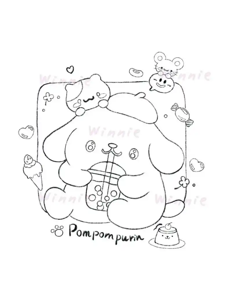 【手绘彩铅卡通】三丽鸥/布丁狗/附线稿 老规矩:完整绘画过程视频在