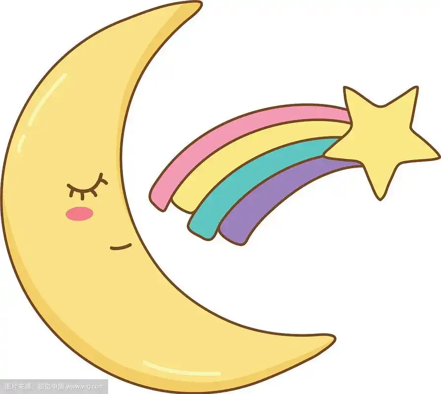 可爱的月亮和彩虹卡通人物