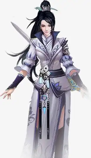 白衣女剑客手绘古风动漫