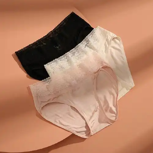内裤女纯棉6a级桑蚕丝抗菌少女中腰,无痕透气彩棉不夹臀女士三角裤
